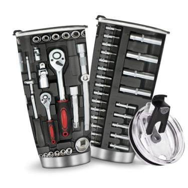 Imagem de Copos isolados conjunto de ferramentas domésticas estilo Natal presentes de aniversário para homens pai namorado avô masculino garrafa de água 590 ml caneca de café