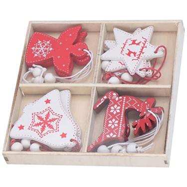 Imagem de Dioche Enfeites de árvore de Natal 12 Peças de Pingentes Suspensos de Madeira Definidos para Decorações de Férias Decoração de Casa de Festa de Natal Com Cordas Acessórios DIY Boneco