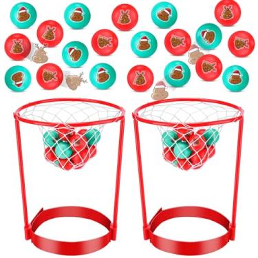 Imagem de Jenaai Pacote com 2 argolas para cabeça, jogo de festa de tiro de cocô para amigos da família, presente de elefante, branco, cesta ajustável com 20 bolas para Natal, carnaval, festa de aniversário