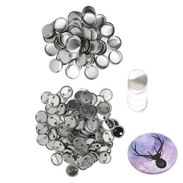Imagem de Conjunto de peças de crachá de botão em branco, formato redondo, prevenção de ferrugem, kit de crachá de botão de impressão fácil para máquina de fazer botões, presentes DIY, (32MM)