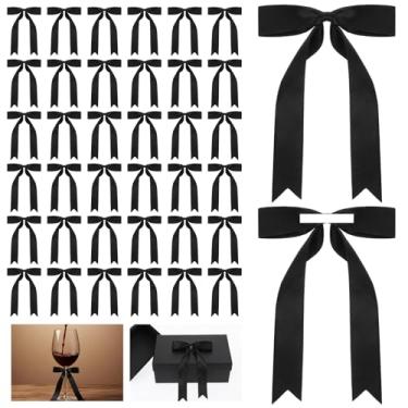 Imagem de 30 peças de laço preto para artesanato - laços autoadesivos de embrulho de presente, balões de arco para lembrancinhas de festa, mini laços de gravata para bolo, faça você mesmo, casamento, chá de