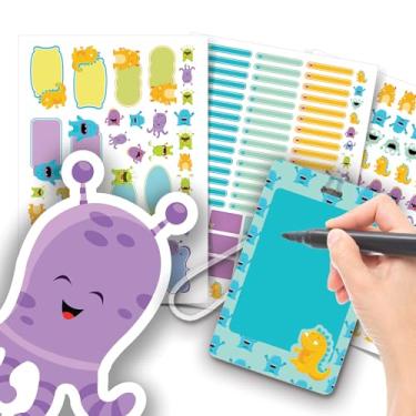 Imagem de Etiqueta Escolar Menino com TAG + Caneta (Monstrinhos, Etiquetas + 1 TAG de Mochila)