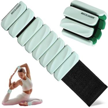 Imagem de BECOJADDE Conjunto de 2 pulseiras ajustáveis de 450 g para academia, casa, academia, peso de perna e braço para caminhada, pilates, ioga, natação, corrida, floresta de menta