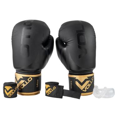 Imagem de Kit de Boxe e Muay Thai Training Luva 10Oz Protetor Bucal e Bandagem 3M Vollo-Unissex