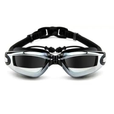 Imagem de Óculos de Natação Profissional Antiembaçante com Protetor de Ouvido – Silicone Macio, Lentes Espelhadas, Piscina e Mar