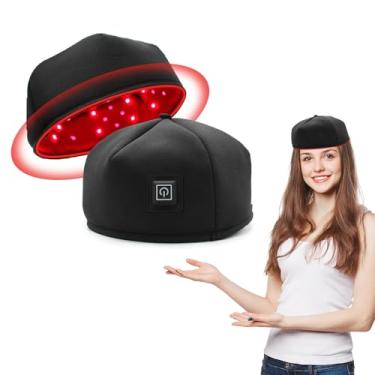 Imagem de Gorro de crescimento de cabelo com luz vermelha, revitalize seu cabelo com a touca de crescimento capilar a laser potente, touca de crescimento de cabelo a laser de luz vermelha, chapéu de crescimento