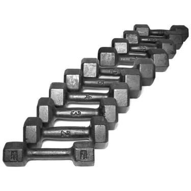 Imagem de Kit de Halter Sextavado de Ferro Fundido Pintado - Pares de 1 a 10 Kg-Unissex