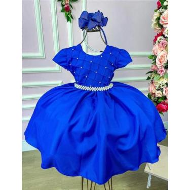 Imagem de Vestido Luxo Encanto Pérola Azul Royal para Mini Daminhas e Festas Ele