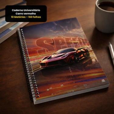 Imagem de Caderno Universitário Carro vermelho 10 Matérias  160 folhas - ANIMATI