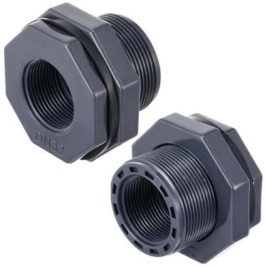 Imagem de Maasechs 2 peças de encaixe de anteparo de 3,5 cm, conector de tanque de água de PVC, encaixe de tubulação de anteparo NPT para barris de chuva, tanques de água, aquários, banheiras, piscinas