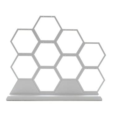 Imagem de KEG801302 Suporte de exibição de joias, organizador de brincos brancos, suporte de favo de mel, expositor de madeira, colmeia para brincos, organizador de joias