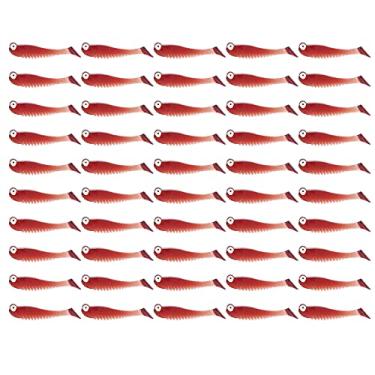 Imagem de Iscas de pesca artificiais 50 peças iscas de silicone macio realistas olhos 3D paddle cauda swimbait para água doce conjunto de iscas de pesca de água salgada iscas coloridas em (Borgonha)