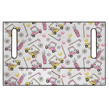 Imagem de Rnyleeg Capas de assento de carrinho de golfe, estampa de bola de golfe de margarida fofa 132 x 81 cm, cobertor de toalha de assento de carrinho de golfe, reutilizável, acessórios de carro de clube