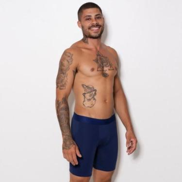 Imagem de Cueca Boxer Ciclista Microfibra Cor:Azul MarinhoTamanho:G - Louday Spo