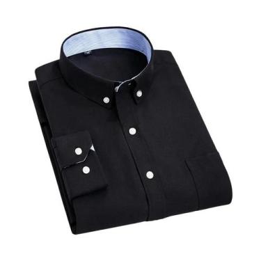Imagem de Camisa Social Masculina Slim Fit De Algodão Oxford De Manga Longa, Não