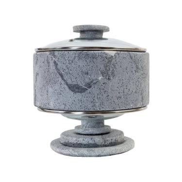 Imagem de Bomboniere Bombom Tampa Vidro Pedra Sabão com Base 22x20cm