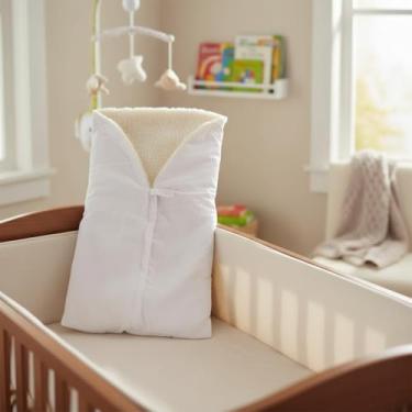 Imagem de Saco Porta Bebê Casulo Percal com Sherpa Multifuncional para Carrinho Berço e Colo 38x63cm Branco