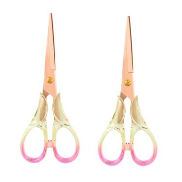 Imagem de Honagu Tesoura de cabo de acrílico premium - Lâminas de aço inoxidável, corte de precisão, design ergonômico, ideal para uso doméstico, escritório e artesanato - pacote com 2, vermelho