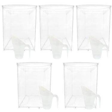 Imagem de Kit 5 Potes Acrílico Retangular c/ Tampa 36l + Conchas 600ml - Ex Pote