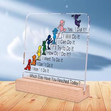 Imagem de Placa motivacional de acrílico "What Step Have You Reached Today?" - Escadaria colorida com gráfico de progresso "I Can Do It" - Presente inspirador para estudantes ou qualquer pessoa que esteja
