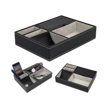 Imagem de Organizador De Mesa Masculino Em Couro PU Com 5/6 Compartimentos, Band