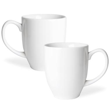 Imagem de Conjunto de 2 xícaras de café duráveis de 473 ml, canecas de café brancas grandes com alça ergonômica, canecas de cerâmica seguras para lava-louças e micro-ondas, canecas de chá ideais para casa