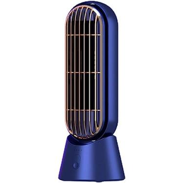 Imagem de Ventilador elétrico silencioso de torre, ventilador oscilante de cabeça giratória de 90°, ventilador de mesa silencioso recarregável por USB para quarto/escritório/casa legal