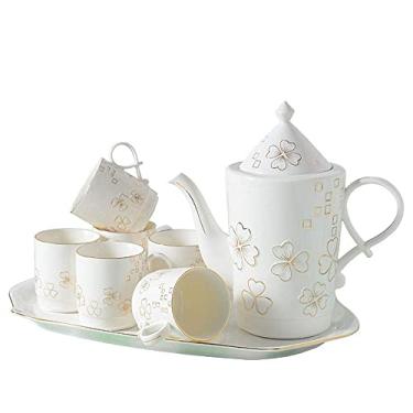 Imagem de Conjunto de chávenas de café e chá, 8 peças, porcelana esmaltada, serviço de café e chá, com 6 peças, xícaras e bandejas, chá da tarde, utensílios de bebida, conjunto de café (multicolorido colorido)