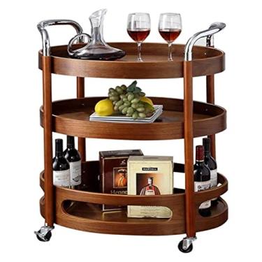 Imagem de Carrinho de servir bar, carrinho de vinho para casa, cozinha, hotel, carrinho de servir de madeira - carrinho de vinho - bar, bebidas, sala de jantar, carrinho de armazenamento de chá - prateleira