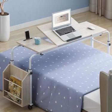 Imagem de XQZMZSCP Mesa sobrecama, mesa de cama ajustável, mesa de armazenamento para computador móvel para casa, mesa de armazenamento de carrinho (C)