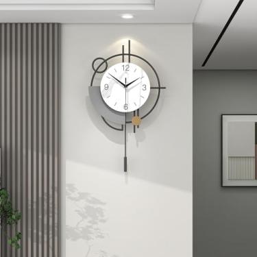 Imagem de JUJUDA Relógio de parede moderno para decoração de sala de estar, relógio de parede grande decorativo de metal silencioso com pêndulo operado por bateria sem tique-taque para cozinha, escritório