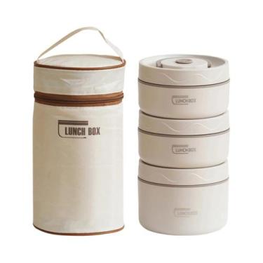 Imagem de Conjunto De Marmitas Térmicas De Aço Inoxidável 3 Peças Portátil, Segu