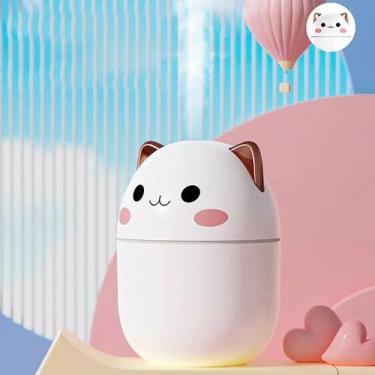 Imagem de Umidificador e Difusor de Aromas Gatinho Branco USB (250ml) - Luminári