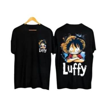 Imagem de Camiseta Branca Masculina De Manga Curta One Piece Distro, Melhor Vend