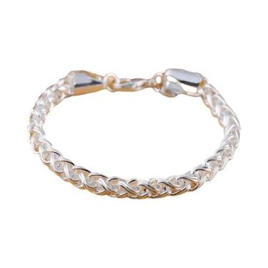 Imagem de Pulseira Feminina De Prata Esterlina 925 Com Corrente Torcida Retrô, J