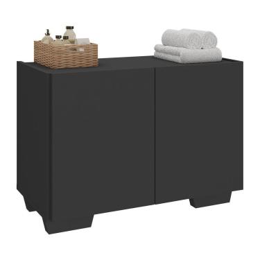 Imagem de Gabinete Armário De Banheiro 62,5cm 2 Portas Com Pés Multimóveis Mp5046 Preto Preto