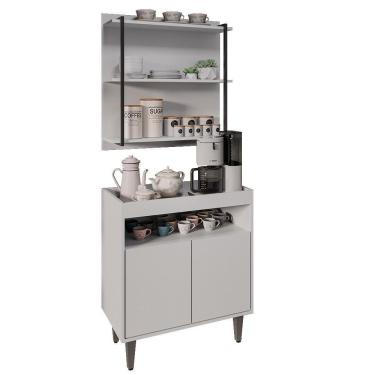 Imagem de Aparador Cantinho Do Café E Painel 3 Prateleiras Flora Z34 Branco - Mpozenato