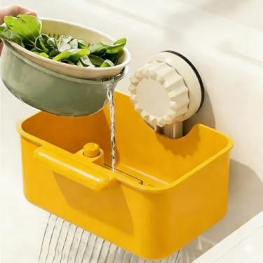 Imagem de Cesta de filtro de ralo de pia, filtro de armazenamento de ralo de grade tipo prensa atualizado, suporte de parede com ventosa, drenagem rápida e grande capacidade de armazenamento para cozinha, fácil