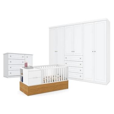 Imagem de Quarto de Bebê Americano 6 Portas com Berço Americano Multifuncional F