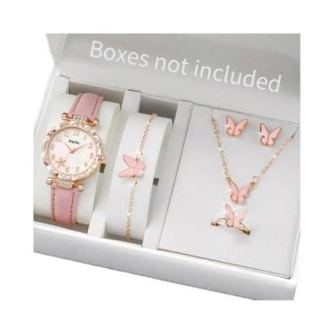 Imagem de Conjunto De Relógios Femininos De Quartzo Com Pulseira De Couro E Flor
