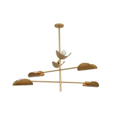 Imagem de Lustre Pendente Remo Trio Articulável Retangular Industrial Dourado 1,