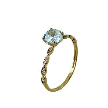 Imagem de Anel Solitário em Ouro 18K com Zircônia Redonda Central de 5.90 mm - J