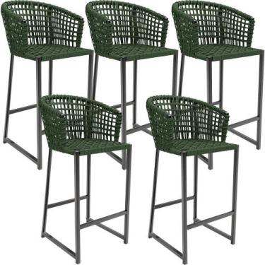 Imagem de Kit 05 Banqueta Para área Gourmet Cozinha Varanda Corda Náutica Porto 