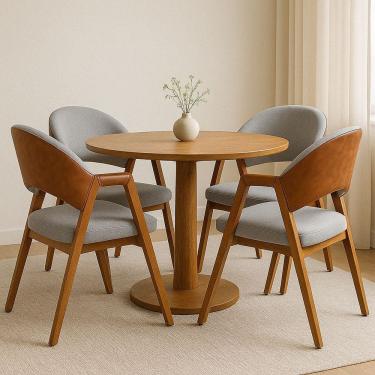 Imagem de Kit 4 Cadeiras Luiza Sala de Jantar com Braco Madeira Macica Movellu Home