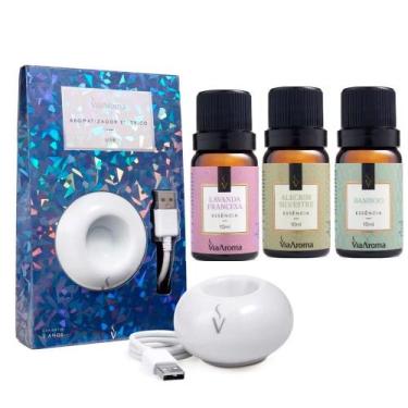 Imagem de Aromatizador Elétrico USB + 3 Essências 10ml - Via Aroma