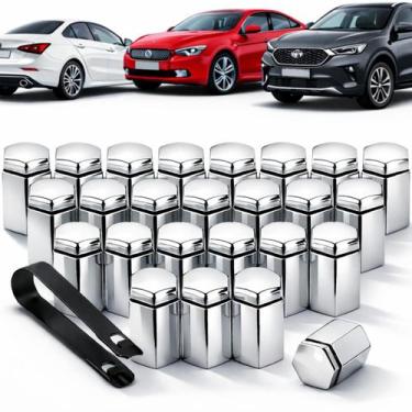 Imagem de Capa De Parafuso Roda De Carro Cromada Prata Automotiva, Medidas 17mm 