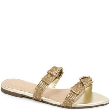 Imagem de Rasteira Bico Folha Knots com Strass Verão Via Uno 508045-Feminino