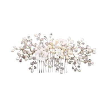 Imagem de Pentes De Cabelo De Noiva Com Pérolas Prateadas E Strass, Acessórios D