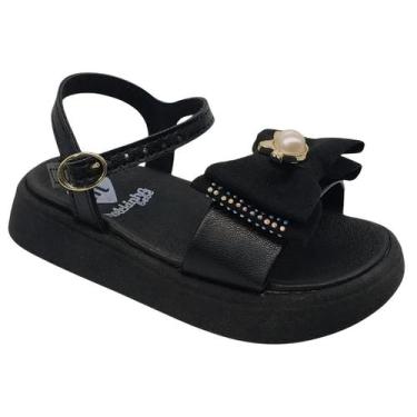 Imagem de Sandália Molekinha Infantil Preta com Laço Fecho Ajustavel -, Preto, 2