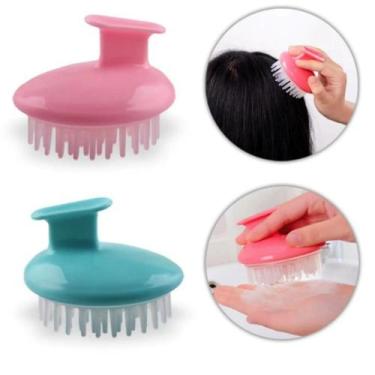 Imagem de Escova Massageadora Capilar Silicone Couro Cabeludo Banho Dentes Trans